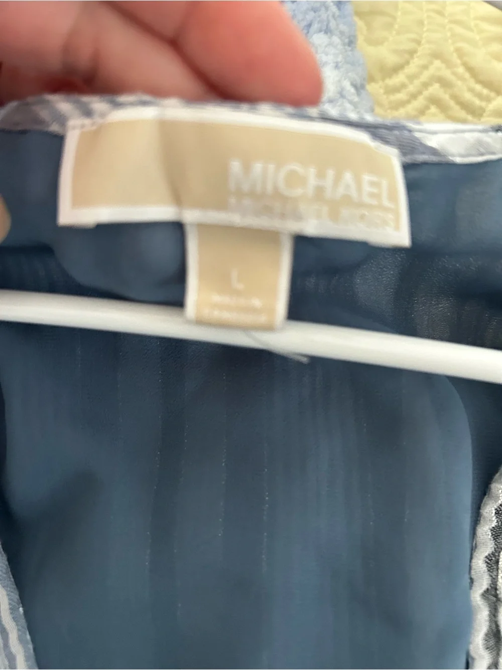 Michael Kors Blue and White Striped Wrap Midi Dress